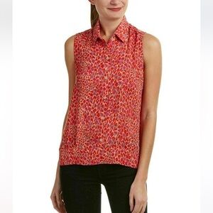 CAbi Style 3270 Heartbreaker Sleeveless Blouse Top Red Animal Print Small